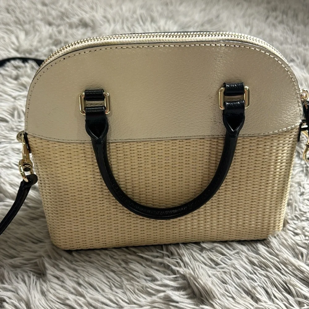 Kate Spade Grove Street mini Straw Carli satchel in beige